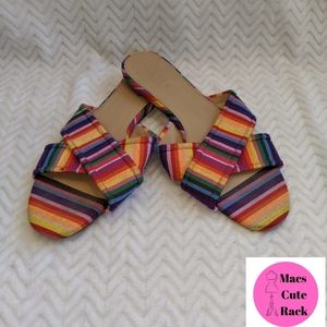 JCrew Rainbow Striped Cora Slide Sandals